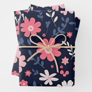 Feuille De Papier Cadeau Fleur d'art populaire élégante