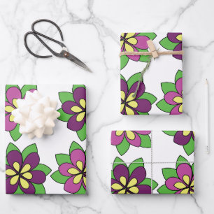 Feuille De Papier Cadeau Fleur de clématite pourpre