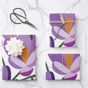 Feuille De Papier Cadeau Fleur de Crocus Violet