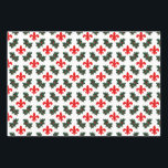 Feuille De Papier Cadeau Fleur de Lis et Holly Christmas<br><div class="desc">Jolie fleur de lis et saint motif en vacances Noël couleurs rouge et vert. Pour cette ambiance de la Nouvelle-Orléans. Papier d'emballage unique pour vos cadeaux uniques!   
De Scarribaby Design.</div>