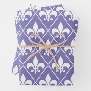 Feuille De Papier Cadeau Fleur de Lis violet brillant