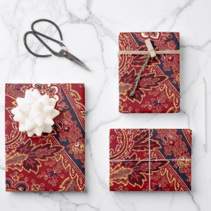 Feuille De Papier Cadeau Fleur de marguerite Vintage rouge, noire et blanch