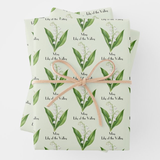 Feuille De Papier Cadeau Fleur de Muguet de Mai (En situation)