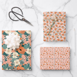 Feuille De Papier Cadeau Fleur de Pêche Colorée