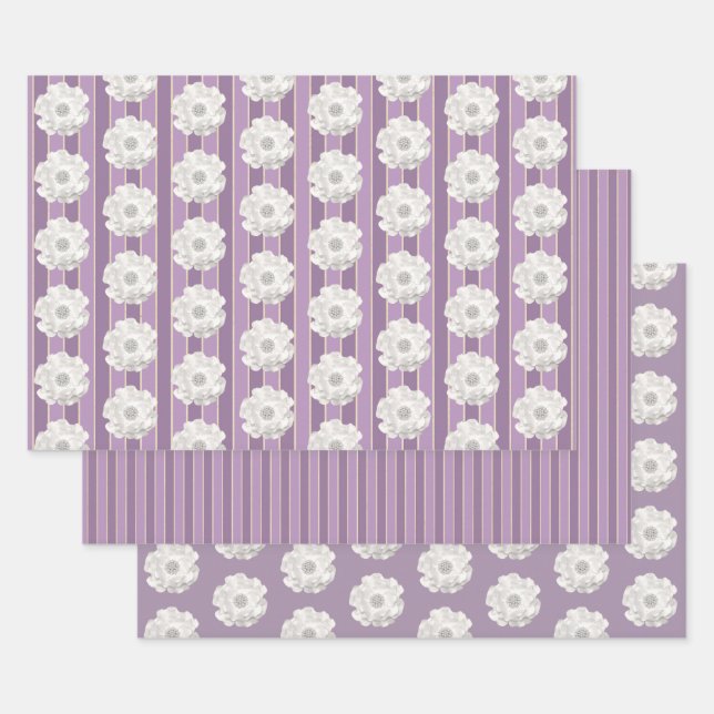 Feuille De Papier Cadeau Fleur de perles blanches (Lot)