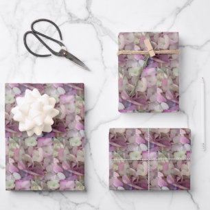 Feuille De Papier Cadeau Fleur d'Hydrangée Blanche, Rose, Violet - Floral