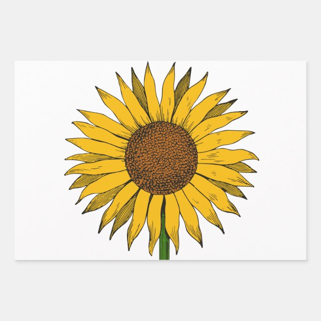 Feuille De Papier Cadeau Fleur jaune de tournesol (Devant)