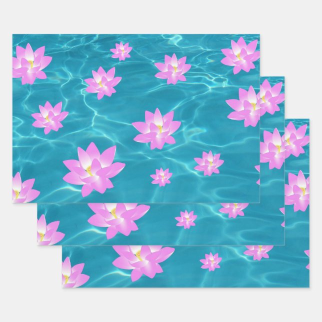 Feuille De Papier Cadeau Fleur Lotus (Lot)