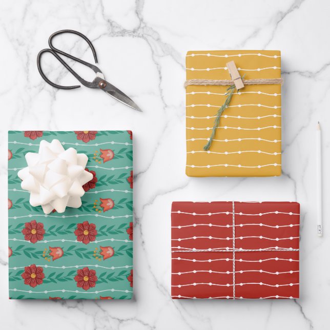 Feuille De Papier Cadeau Fleur où planté - foncé (Recto)