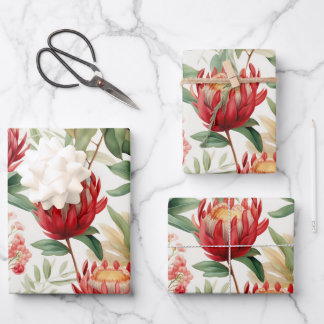 Feuille De Papier Cadeau Fleur Protea autochtone australienne II