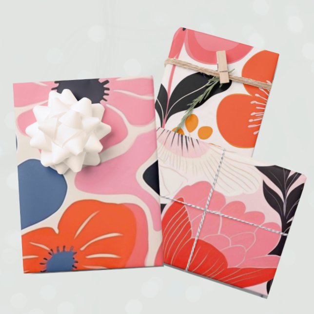 Feuille De Papier Cadeau Fleur Retro Peony (Créateur téléchargé)