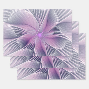 Feuille De Papier Cadeau Fleur Rose Assez Moderne Art Fractal Abstrait