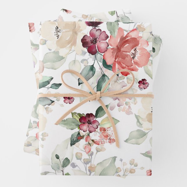 Feuille De Papier Cadeau Fleur sauvage 7e anniversaire (En situation)