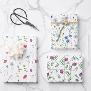 Feuille De Papier Cadeau Fleur sauvage élégant