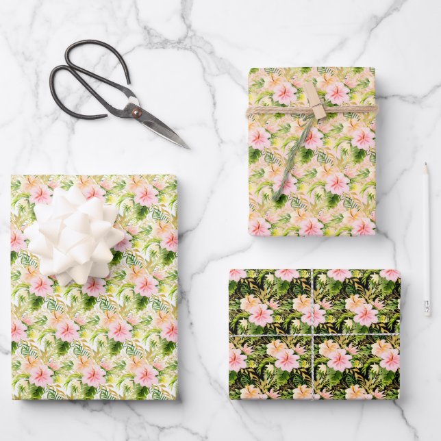Feuille De Papier Cadeau Fleur tropicale de jungle (Recto)