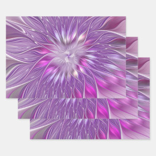 Feuille De Papier Cadeau Fleur violette rose Passion Abstrait Art fractal