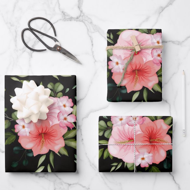 Feuille De Papier Cadeau Fleurs aquarelles 25 (Recto)