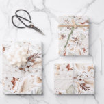 Feuille De Papier Cadeau Fleurs blanches en terre cuite Élégant Bohème Bota<br><div class="desc">Papiers d'emballage à motif de fleurs blanches et de terre cuite</div>