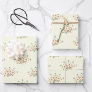 Feuille De Papier Cadeau Fleurs bleues, Fleurs rouges, Motif de fleurs