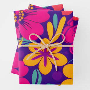 Feuille De Papier Cadeau Fleurs colorées-Dopamine Style-Fleurs rétro