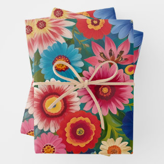 Feuille De Papier Cadeau Fleurs colorées pour n'importe quelle occasion