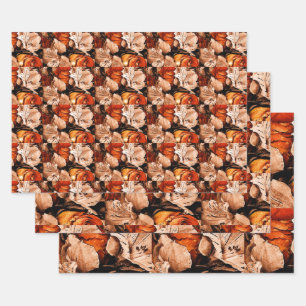 Feuille De Papier Cadeau Fleurs d'automne