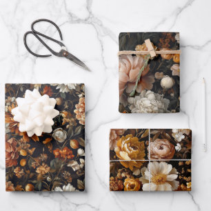 Feuille De Papier Cadeau Fleurs d'automne élégantes Botaniques d'automne
