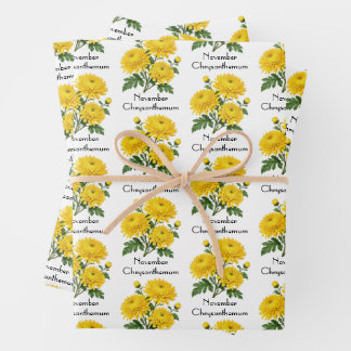 Feuille De Papier Cadeau Fleurs de chrysanthème de novembre