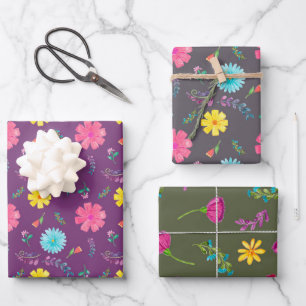 Feuille De Papier Cadeau Fleurs de fête mexicaine à l'aquarelle colorée