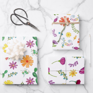 Feuille De Papier Cadeau Fleurs de fête mexicaine à l'aquarelle colorée