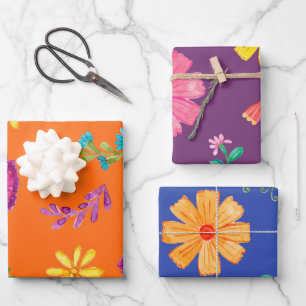 Feuille De Papier Cadeau Fleurs de fête mexicaine aquarelle colorée