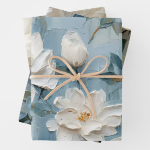 Feuille De Papier Cadeau Fleurs de gardenia blanches
