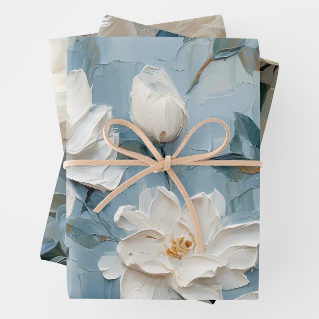 Feuille De Papier Cadeau Fleurs de gardenia blanches  (En situation)