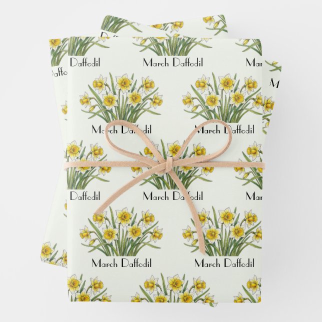 Feuille De Papier Cadeau Fleurs de jonquilles de mars (En situation)