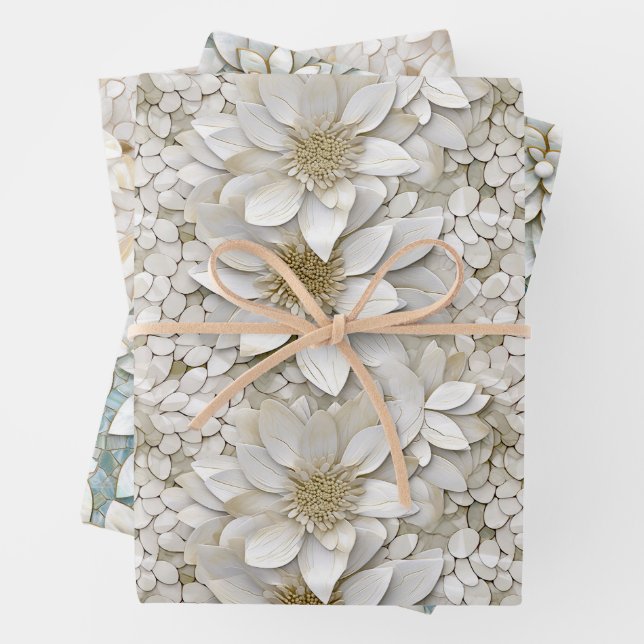 Feuille De Papier Cadeau Fleurs de lotus blanc   (En situation)