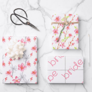 Feuille De Papier Cadeau Fleurs de magnolia rose Début de printemps Shower 