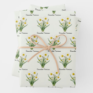 Feuille De Papier Cadeau Fleurs de Narcisse de Décembre