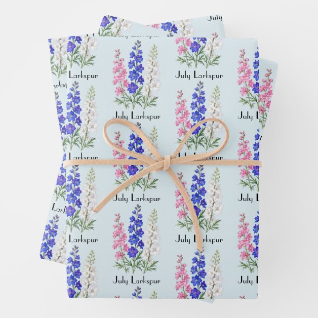 Feuille De Papier Cadeau Fleurs de Pied-d'Alouette de Juillet (En situation)