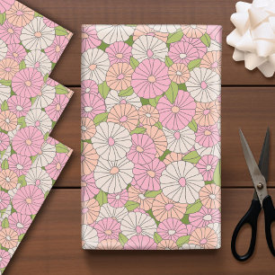Feuille De Papier Cadeau Fleurs de saumons blancs roses et coraux