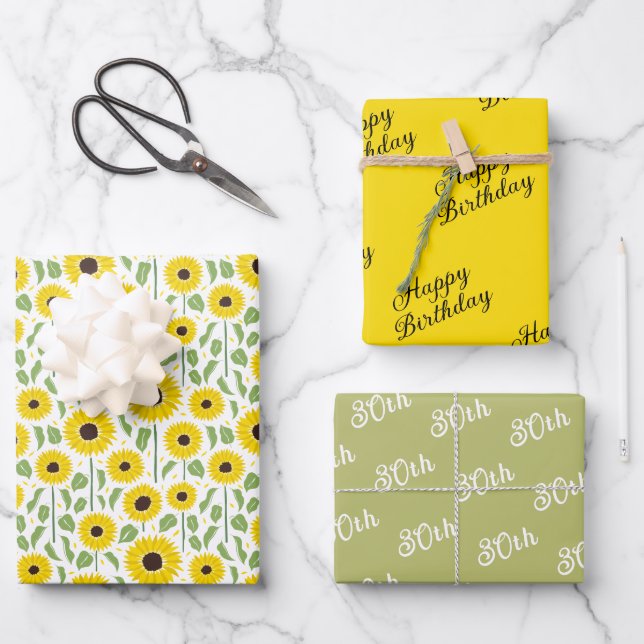 Feuille De Papier Cadeau Fleurs de soleil d'été coordonnées (Recto)