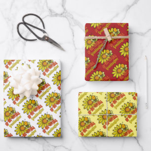 Feuille De Papier Cadeau Fleurs de soleil et abeilles incroyables Grandgirl