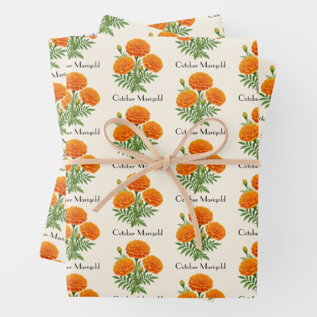 Feuille De Papier Cadeau Fleurs de Souci d'Octobre (En situation)