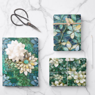 Feuille De Papier Cadeau Fleurs de verre mosaïque multicolore élégantes