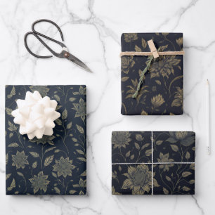 Feuille De Papier Cadeau Fleurs d'or vintages