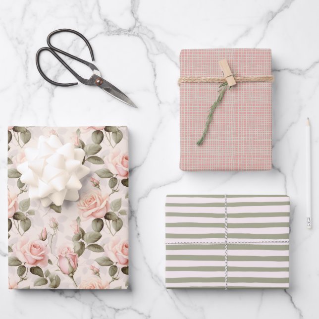 Feuille De Papier Cadeau Fleurs Douces et Chic Floral (Recto)