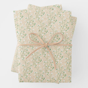 Feuille De Papier Cadeau Fleurs du souffle du bébé Boho Chic Baptism Mariag