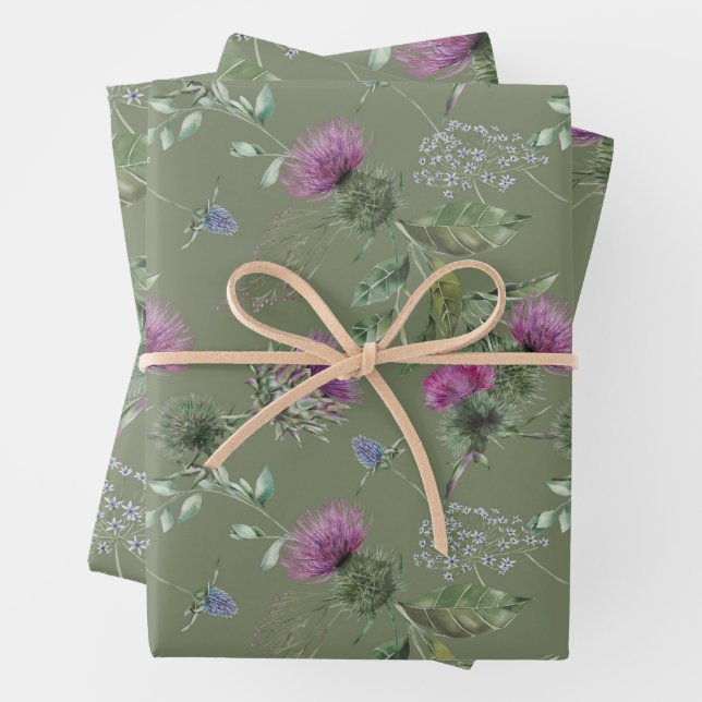 Feuille De Papier Cadeau Fleurs écossaises (En situation)
