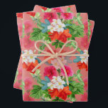 Feuille De Papier Cadeau Fleurs élégantes sur fond rose<br><div class="desc">Des bouquets de fleurs sur un fond rose sont représentés sur ces feuilles de papier cadeau,  amusant pour toutes les occasions.</div>