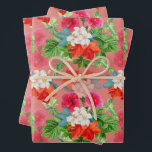 Feuille De Papier Cadeau Fleurs Élégantes sur Fond Rose<br><div class="desc">Des bouquets de fleurs sur un fond rose sont représentés sur ces feuilles de papier cadeau,  amusants pour toutes les occasions.</div>