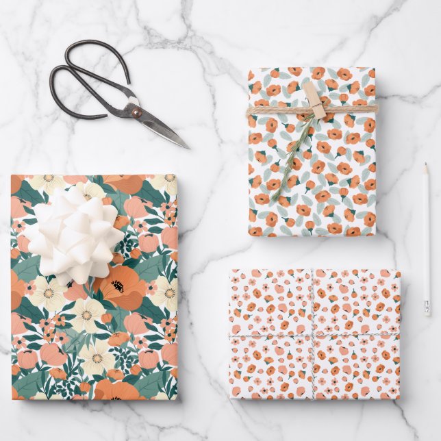 Feuille De Papier Cadeau Fleurs estivales colorées (Recto)